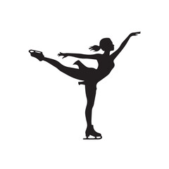 Black and White Silhouette of a Woman Ice Skating