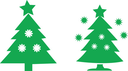 set of christmas trees
