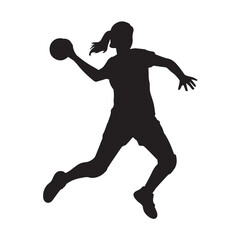 Handball Player Vector Silhouette Icon in Shooting Pose