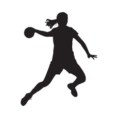 Handball Player Vector Silhouette Icon in Shooting Pose