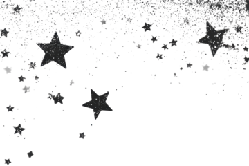 Abstract transparent background with scattered white stars and snowflake shapes