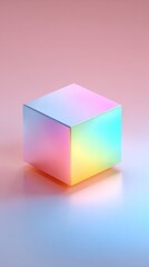 Fototapeta premium Iridescent Cube - A Study in Light and Color.