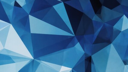 Abstract digital illustration featuring vibrant blue, geometric polygonal shapes in low poly style