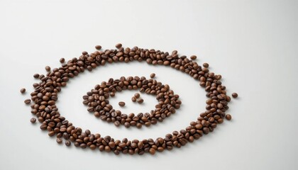 Coffee Beans Arranged in a Spiral Pattern on a White Surface With Artistic Design