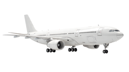 ia generated. White airplane with transparent background taking off against blue sky. airplane on the runway. Boeing 747 in flight