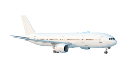 ia generated. White airplane with transparent background taking off against blue sky. airplane on the runway. Boeing 747 in flight
