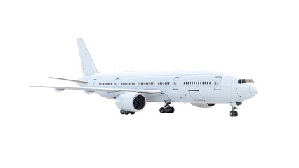 Obraz premium ia generated. White airplane with transparent background taking off against blue sky. airplane on the runway. Boeing 747 in flight 