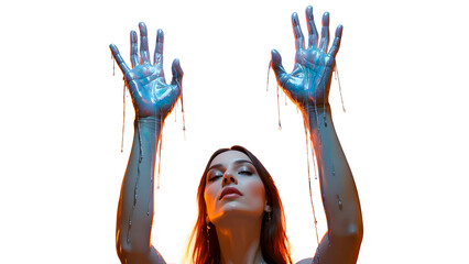 ia generated. hand painted with colorportrait of a young woman in the rain