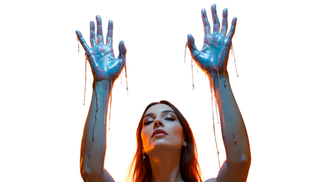 ia generated. hand painted with colorportrait of a young woman in the rain