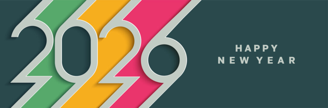 2026 New Year greeting banner with place for your text. Template design for your seasonal holiday flyers, greetings and invitations cards,congratulations,web,social media, posters. Vector illustration