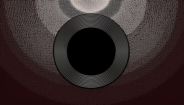 black circular shape on halftone pattern grunge background