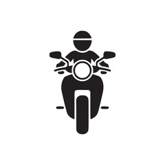 Vector art of motorcyclist icon a simple and minimalist depiction of a person riding a motorcycle, perfect for transportation, travel, and adventure themes in design projects