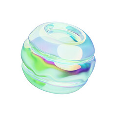 Chrome 3D Abstract Shape PNG Template