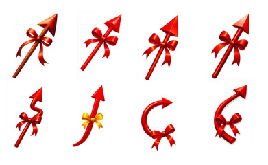 Red Arrows with Bows Festive and Decorative Arrows for Design, Direction, and Visual Appeal