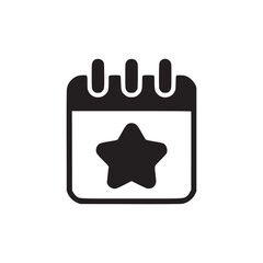 Vector art of calendar icon with a star on one of the days, symbolizing a special event, appointment, or deadline, represents time management and planning