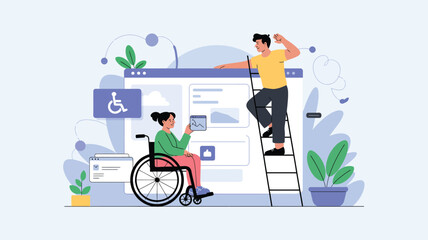 Diverse team collaborating on accessible web design with inclusivity in mind.