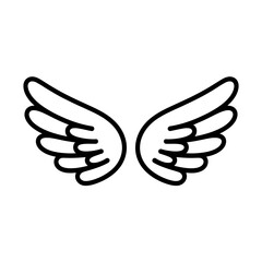 Obraz premium Simple Line Drawing of Angel Wings Illustration for Design and Creative Projects Spiritual Theme with Flight and Freedom Concept