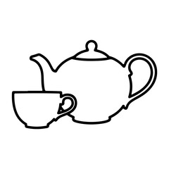 Teapot and teacup on transparent background