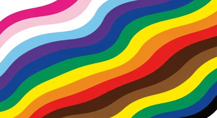 Obraz premium Wavy rainbow stripes with transgender and progress pride colors lgbtq