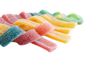 Sugary candy strips in vibrant colors