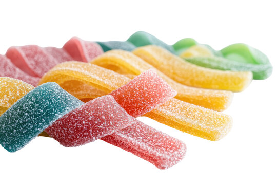 Sugary candy strips in vibrant colors