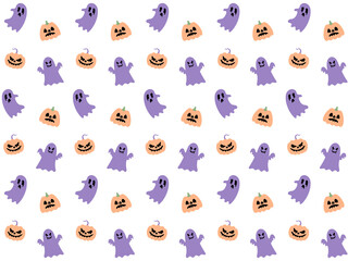 4:3 ハロウィンのシーツおばけとジャックオランタンパターン⭐︎PNG