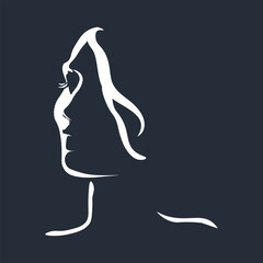 White female profile silhouette against dark background face woman