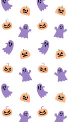 16:9 ハロウィンのシーツおばけとジャックオランタンパターン⭐︎PNG