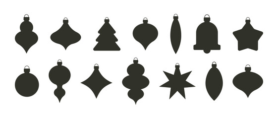 set of Christmas ball, new year ball toy celebration line color shape icon collection with editable stroke, ornament holiday vector winter design cards, poster, banner, pattern, advertisement	