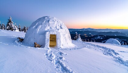 Peaceful Winter Shelter Amid Silent Snowy Mountains