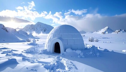 Igloo Dome in Pristine White Landscape