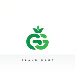 Green GG Monogram Logo with Leaf Accent