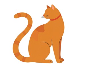 Obraz premium Elegant Ginger Cat Sitting with Alert Expression and Red Collar.