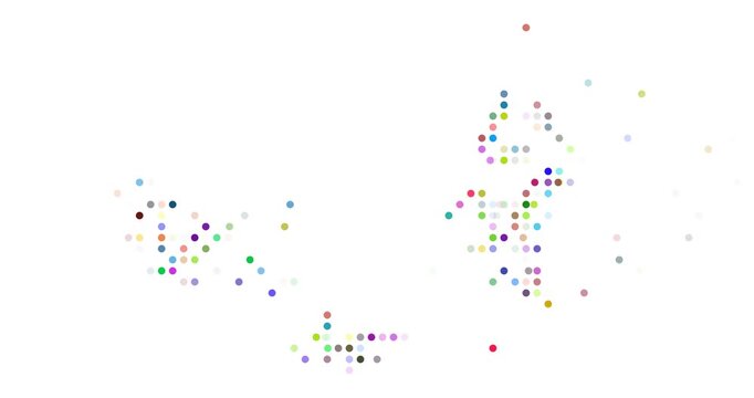Abstract Moving Dots Form Wallis and Futuna Map
