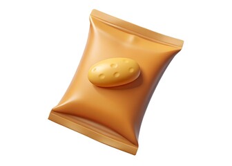 A single golden brown individually wrapped cookie or biscuit with a textured surface presented against a plain white background