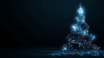 Christmas pine tree holiday digital low poly wireframe video motion - Powered by Adobe