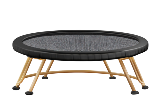 A transparent framed trampoline with wooden legs on transparent ground - Powered by Adobe