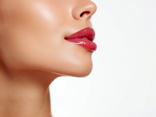 Fototapeta premium Side profile of woman with red lipstick