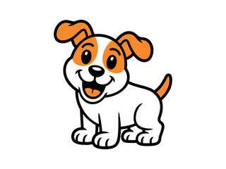Vector art of happy puppy with orange spots vector line art