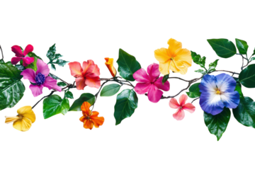 Assorted colorful hibiscus flowers on a dark background