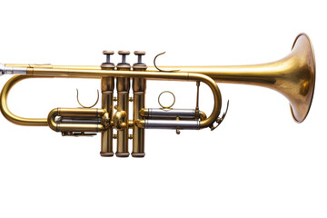 Obraz premium A golden trumpet with silver accents on a transparent background