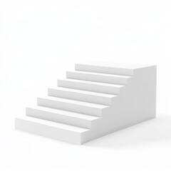 3D white steps, side view, isolated, on white background.