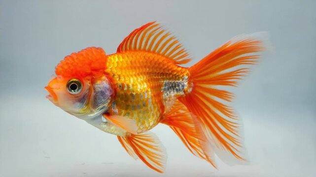 oranda goldfish isolated on white background 