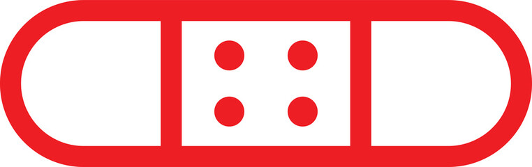 Red Color Bandage Icon, Medical Plaster Vector Illustration