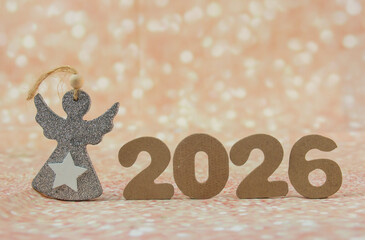 Eco numbers 2026 on a festive background, suitable for a New Year's card or anniversary themes. New Year 2026