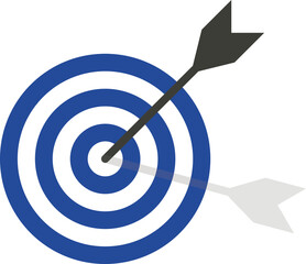 Blue Archery Target Icon with Arrow, Bullseye Shooting Vector Illustration
