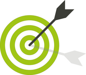 Green Archery Target Icon with Arrow, Bullseye Shooting Vector Illustration