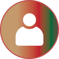 User Avatar Icon Vector, Red Gradient Profile Symbol Button Design on Transparent Background