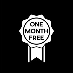 One month free icon isolated on black background