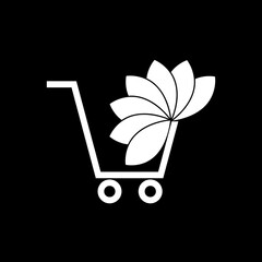 Eco shopping icon isolated on black background